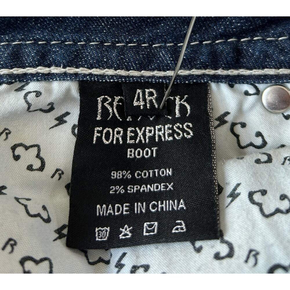Rerock for Express Women's Boot Cut Jeans Sz 4R Blue Low Distressed Y2K Western - Picture 6 of 8